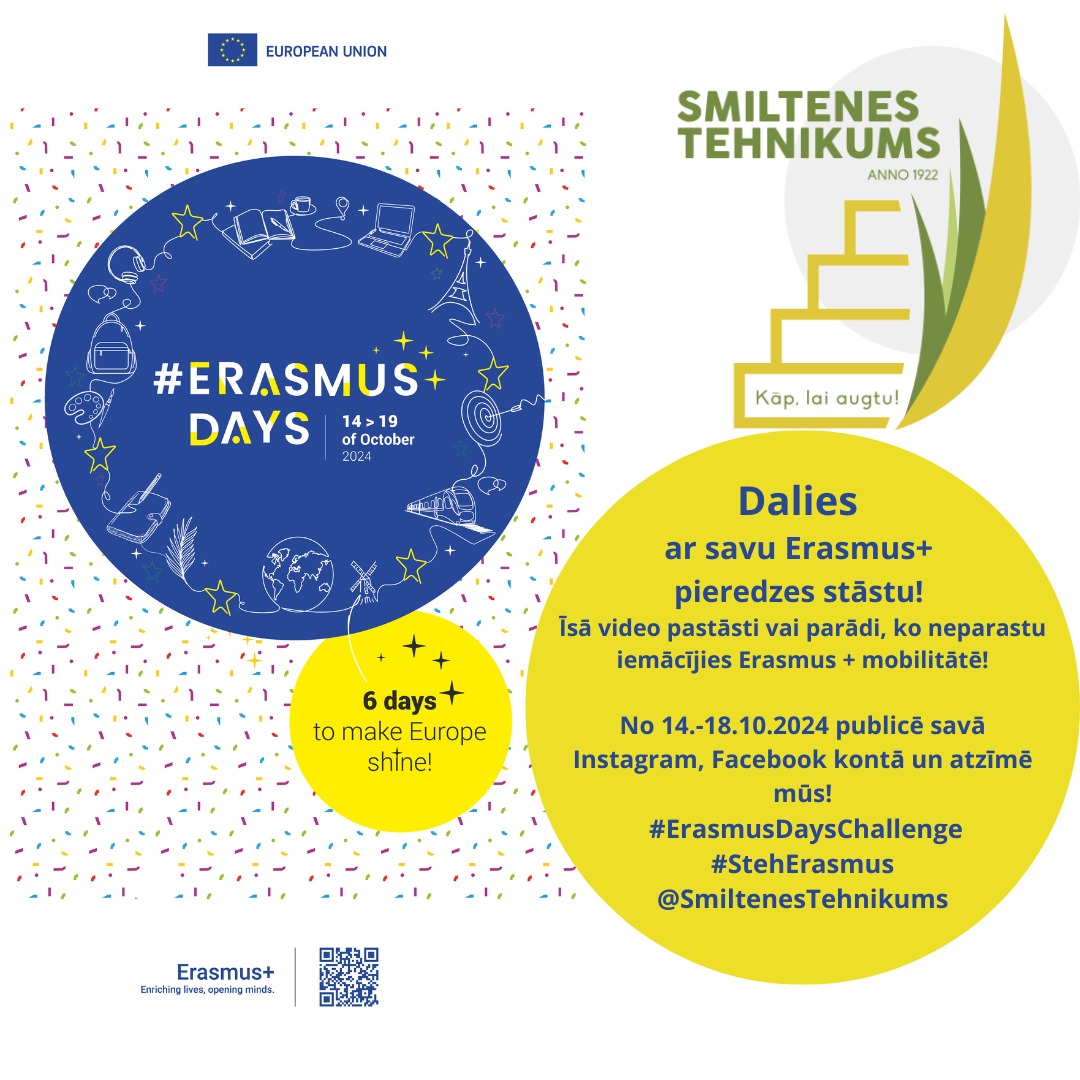 Dalies ar savu Erasmus+ pieredzes stāstu! Īsā video pastāsti vai parādi, ko neparastu iemācījies Erasmus + mobilitātē!